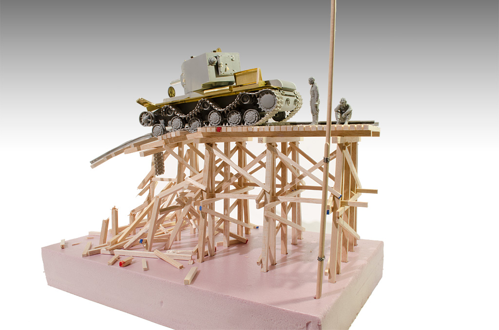 The KV-2 tank and the track are models from Trumpeter