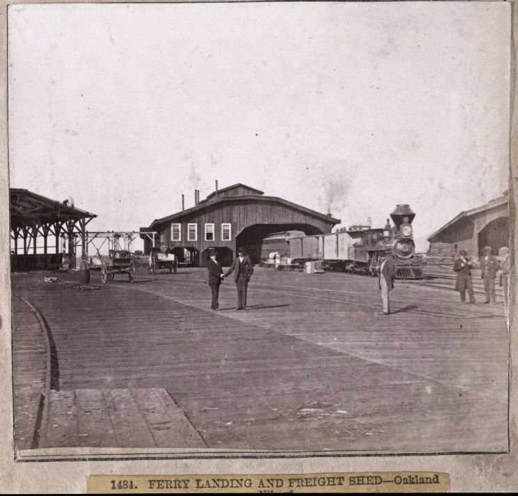 1484. Ferry Landing and Freight Shed -- Oakland Wharf. 1860 : 1870